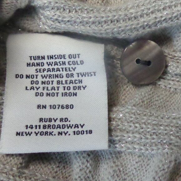 Ruby Road Size Petite Small Light Gray/Silver Sparkly Cardigan - Picture 4 of 9